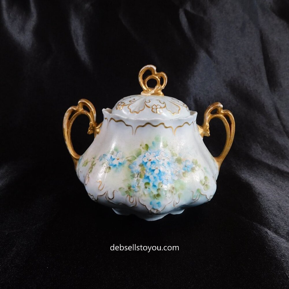 MZ Austria Covered Sugar Bowl with Hand Painted Flowers # 22686